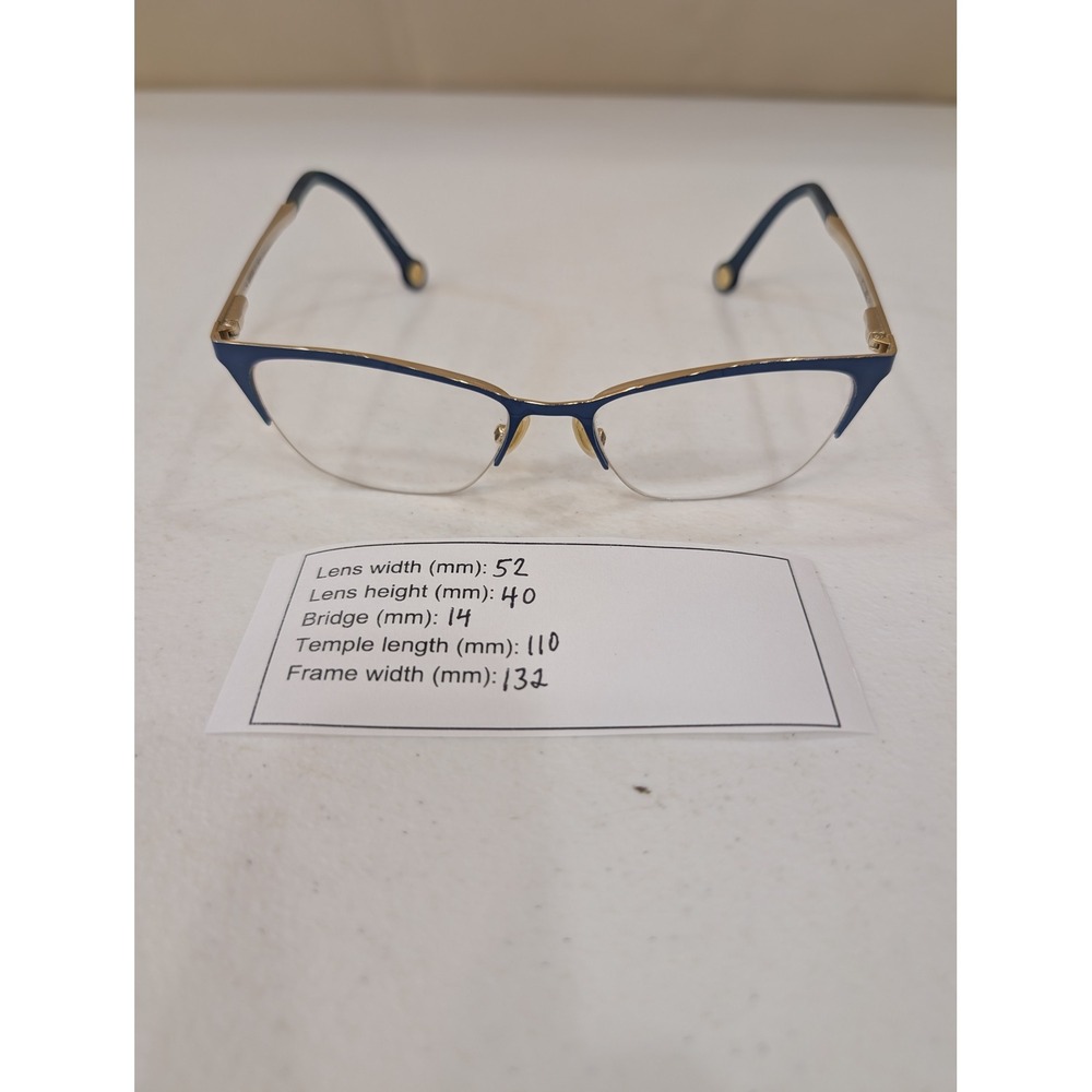 Carolina Herrera Eyeglasses VHE076 Blue Gold‎ Half Rim Frames Designer Glasses - Picture 9 of 9